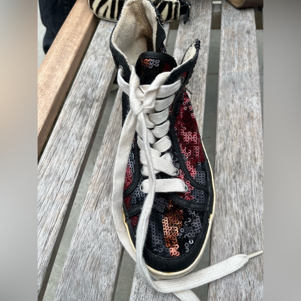 Sequin High-Top Sneakers - Black and Red by ROCK CANDY CLEAN SZ 7